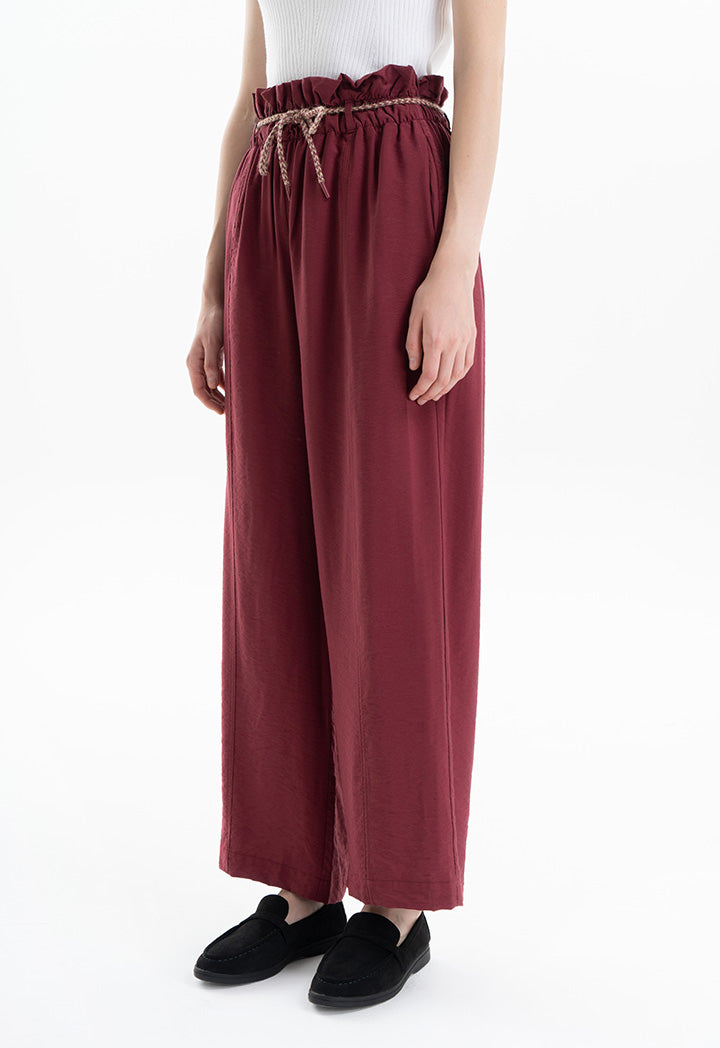 High Rise Ribbed Waist with Belt Trouser