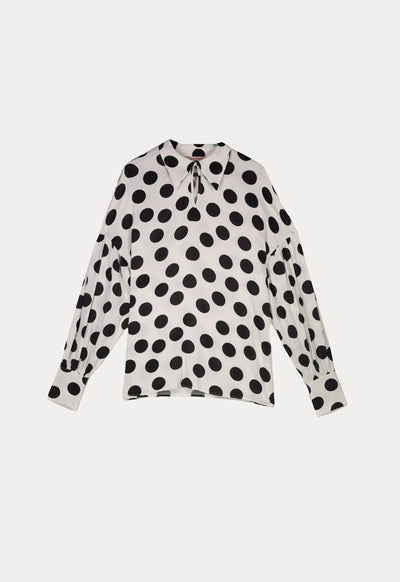 Big Contrast Polka Dot Blouse