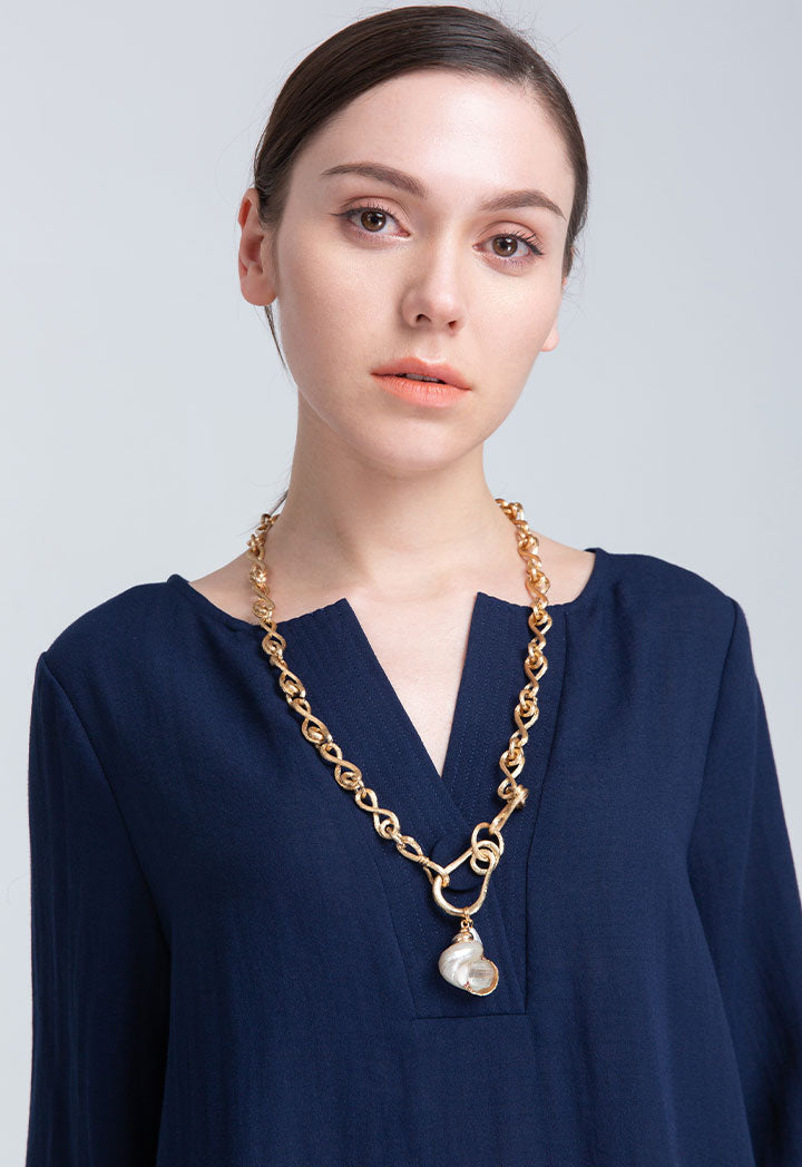 Tunic Solid Overlapping V-Neck Blouse
