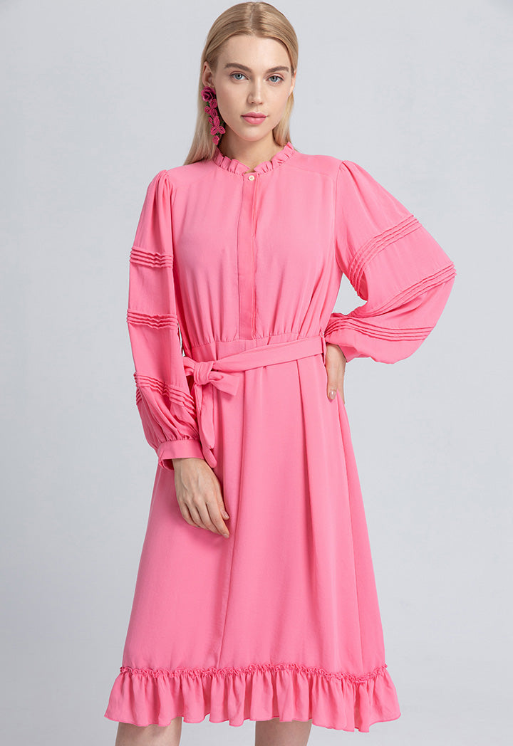 Single Color Pin Tucked Dress