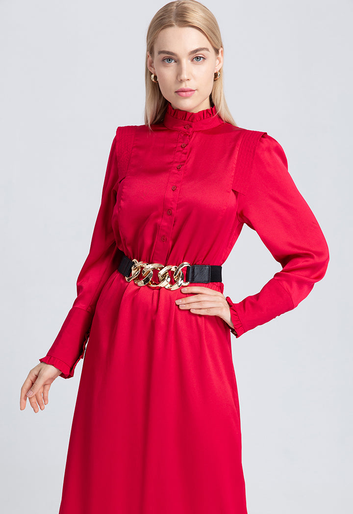 Flap Solid Color Maxi Dress