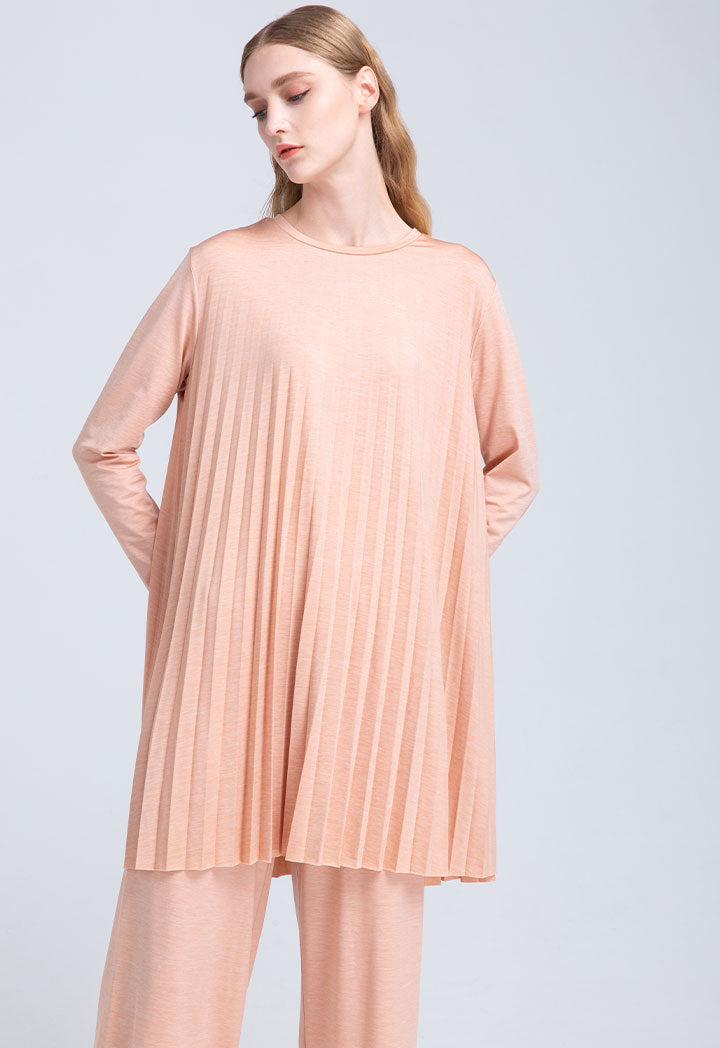 Knitted Multi Pleated Solid Blouse