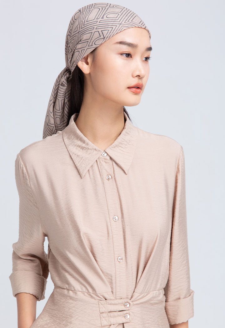 Textured Flap Solid Shirt Dress