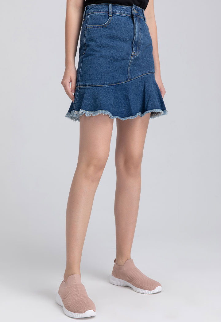 Flounce Denim Skirt