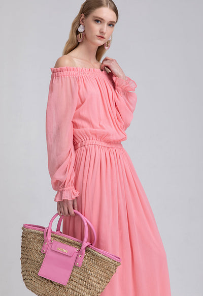 Off Shoulder Solid Dress