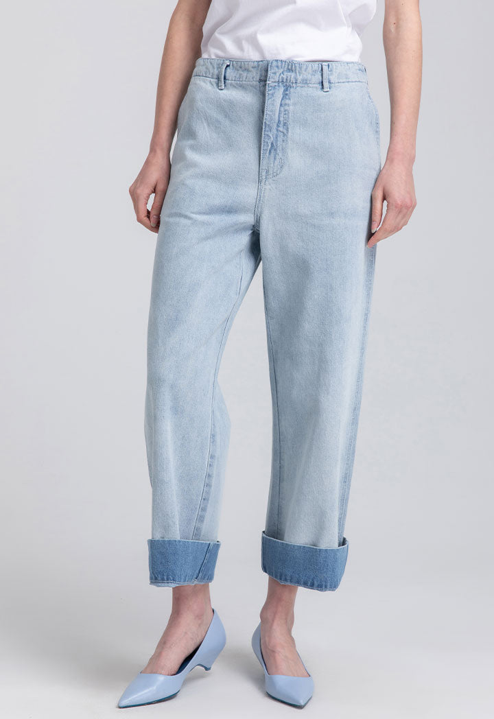 Wide Hem Straight Cut Trouser
