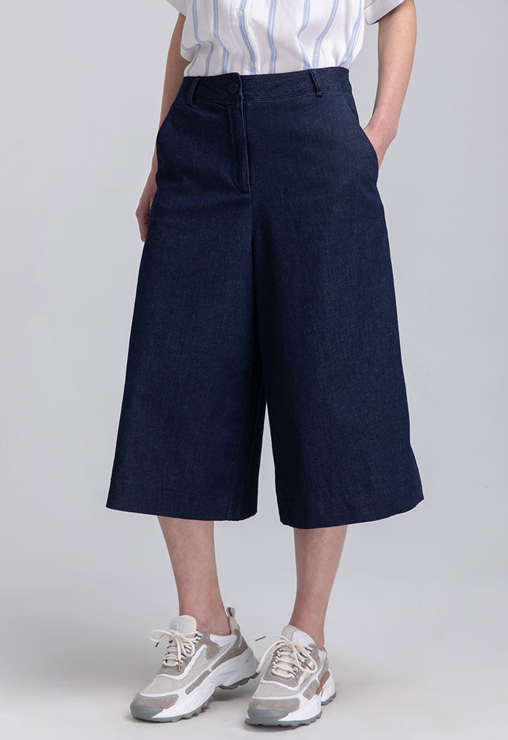 Wide Leg Cropped Denim Trouser