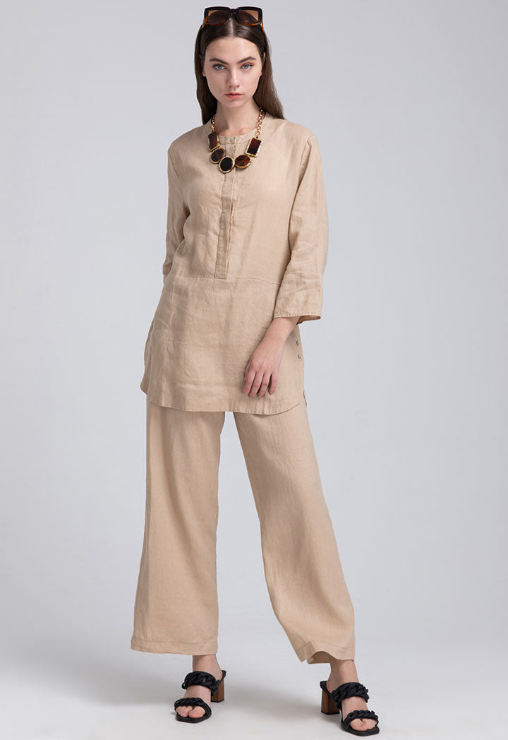 Linen Round Neck Blouse