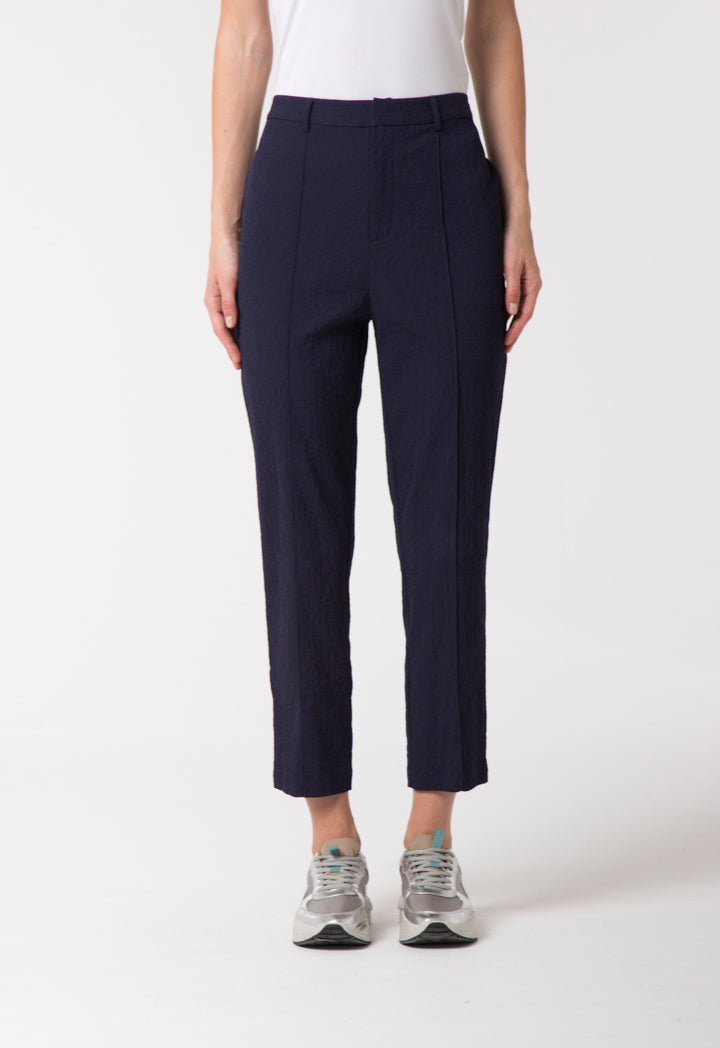 Navy Textured Trouser - Fresqa