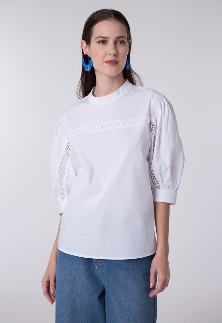Balloon Sleeves White Blouse