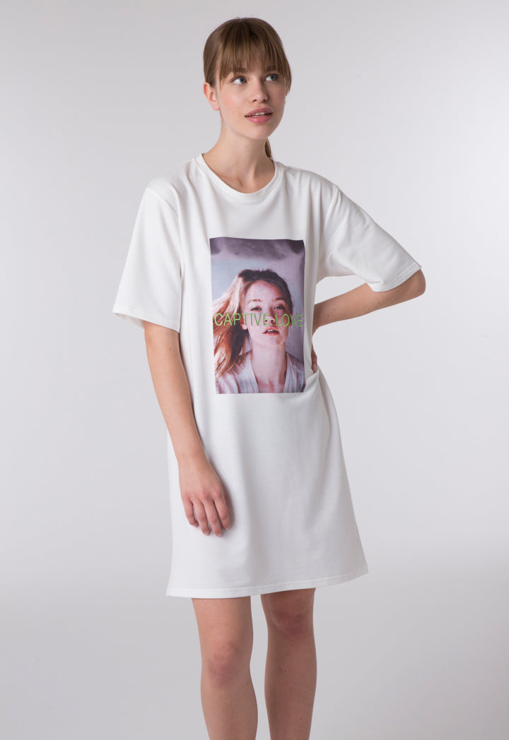 Text Embroidered Dress