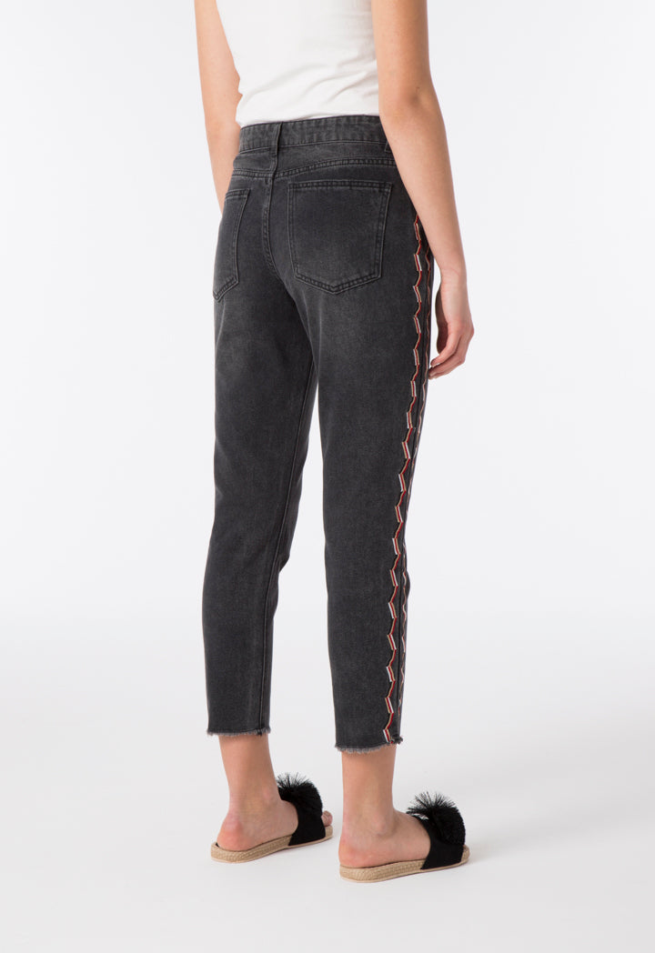 Black Embroidered Jeans