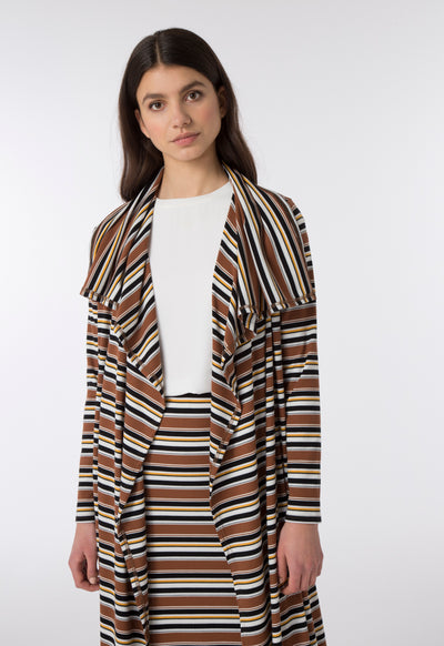 Drape Collar Ribbed Outerwear