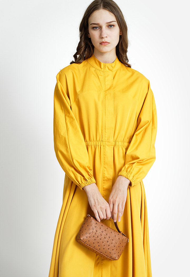 Elastic Waistband Long Flare Dress