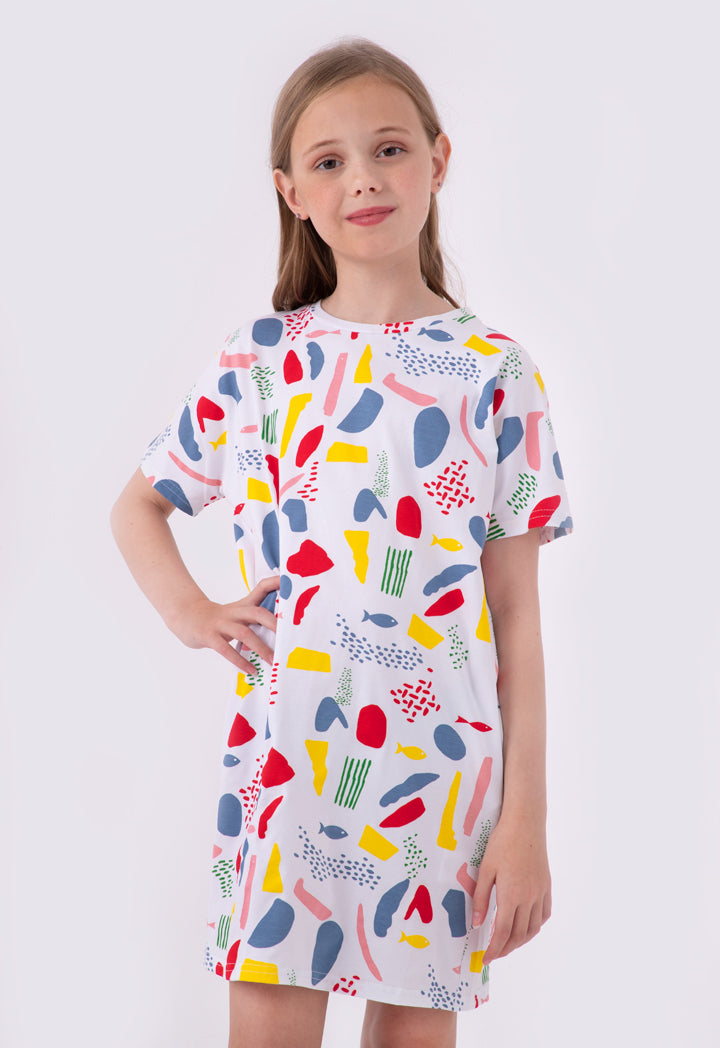 Printed Continuous Short Sleeve Dress