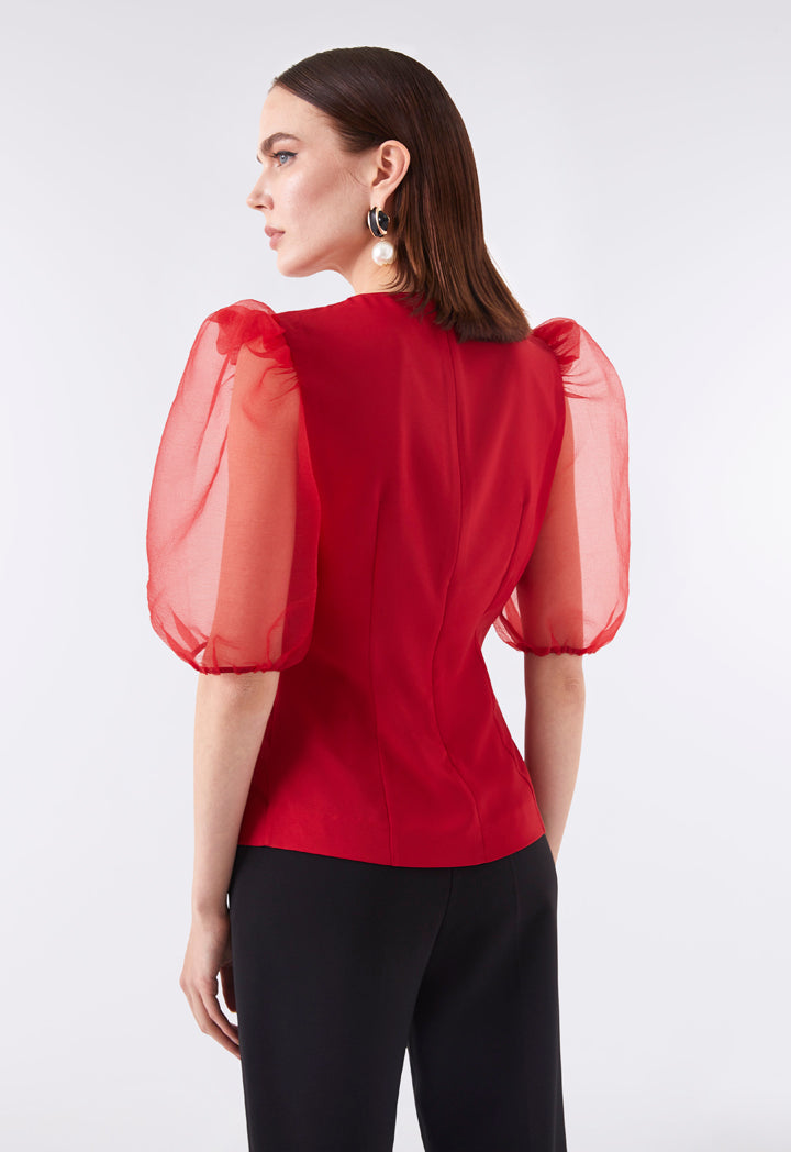Organza Puff Sleeves Blouse