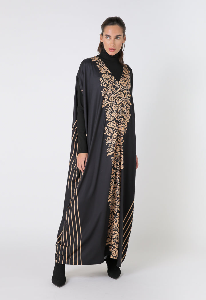 Printed Slit Sleeve Maxi Dress