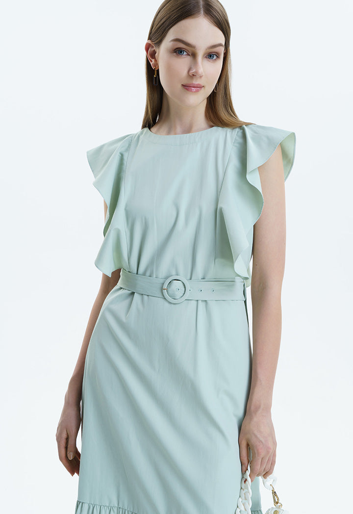 Frilled Armhole Classic Sleeveless Dress