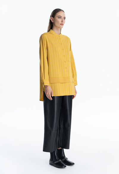 Single Front Pocket Solid Buttoned Shirt