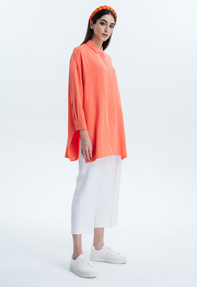 Oversized Solid Blouse With Side Slits