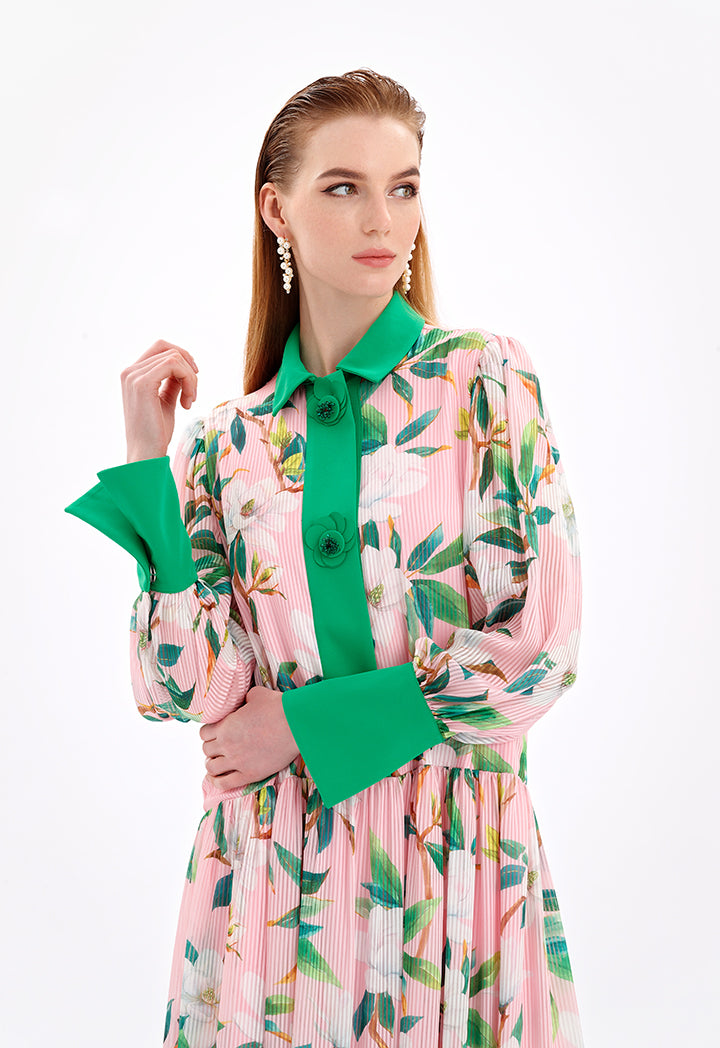 Tiered Floral Print Maxi Dress