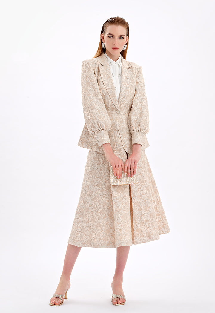 Textured Jacquard Jacket With Front Pockets