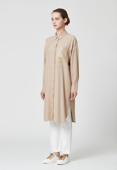 Rounded Hem Soft Tencel Shirt Dress