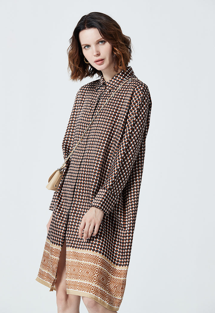 All Over Printed Bordered Hem Dress