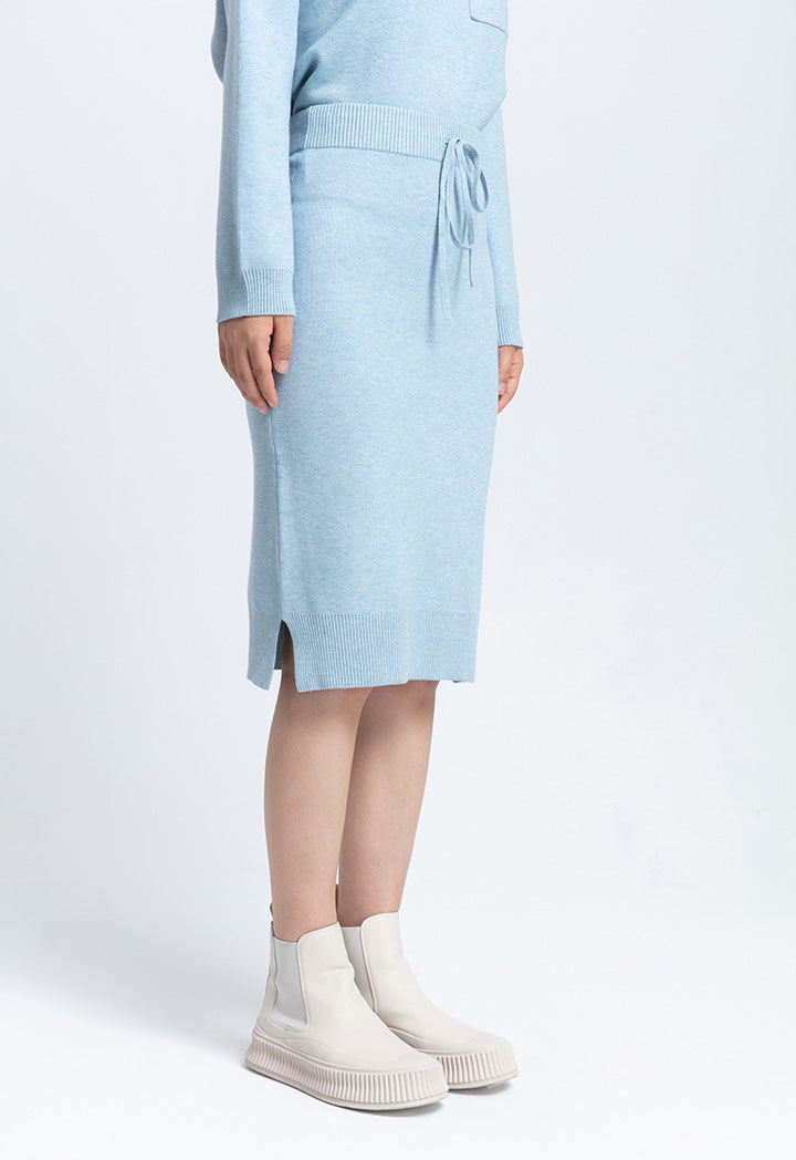 Knitted Solid Midi Skirt