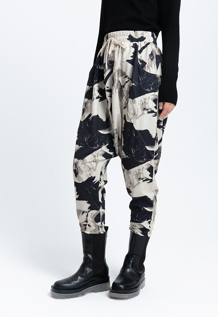 Printed Yoked Harem Pants