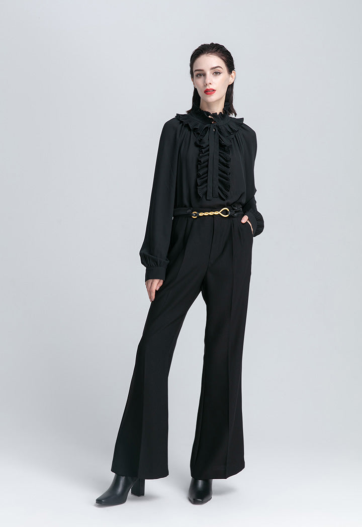 Double Ruffled Long Sleeve Blouse
