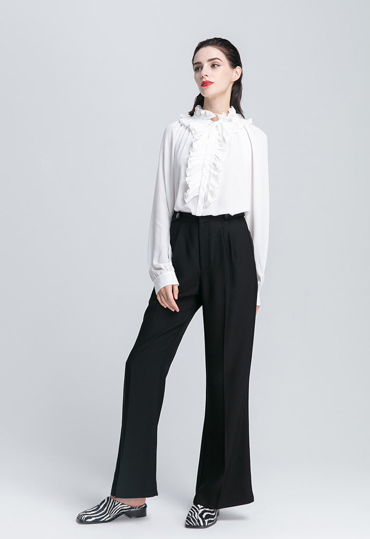 Double Ruffled Long Sleeve Blouse
