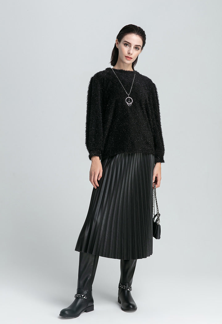 Lurex Fringed Solid Blouse