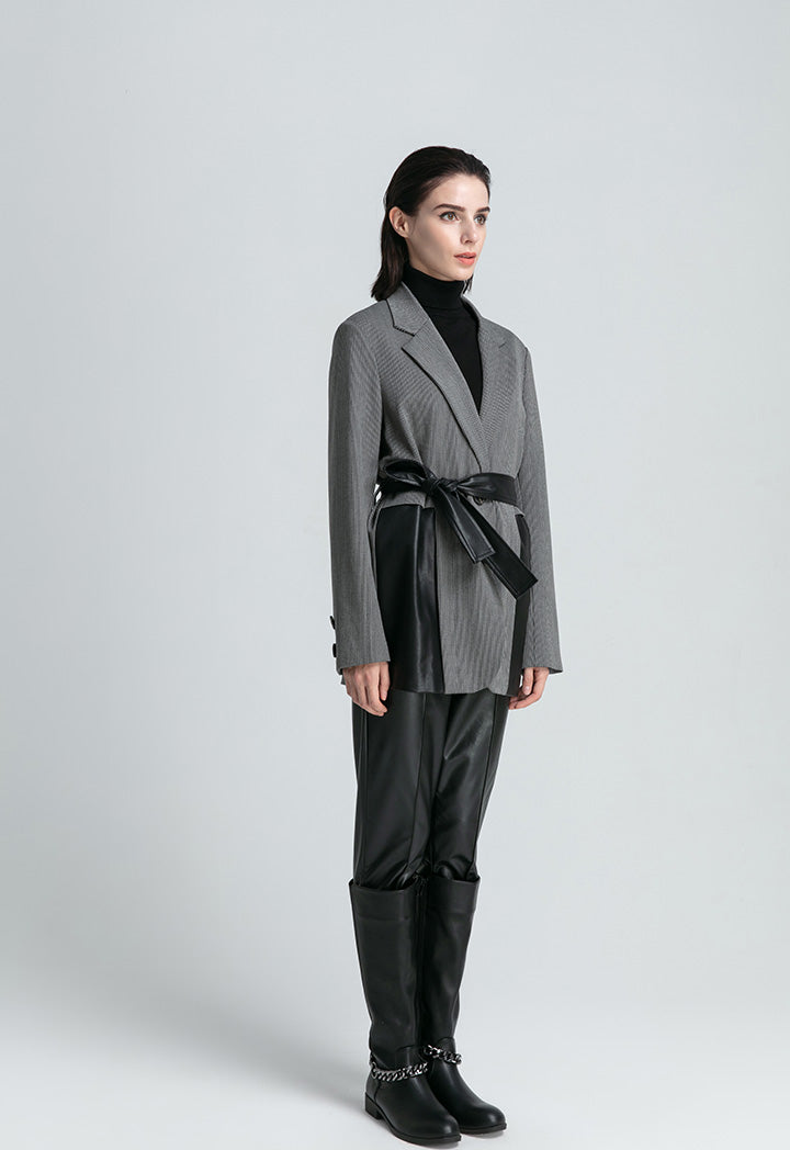 PU Blocks Striped Outerwear