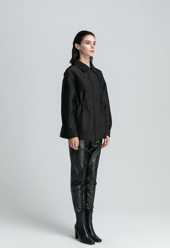 Elasticated Waist Solid Outer Jacket