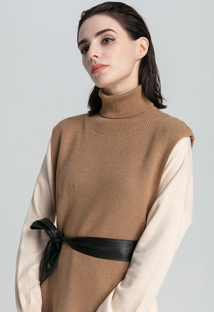 High Neck Ribbed Side Open Knitwear