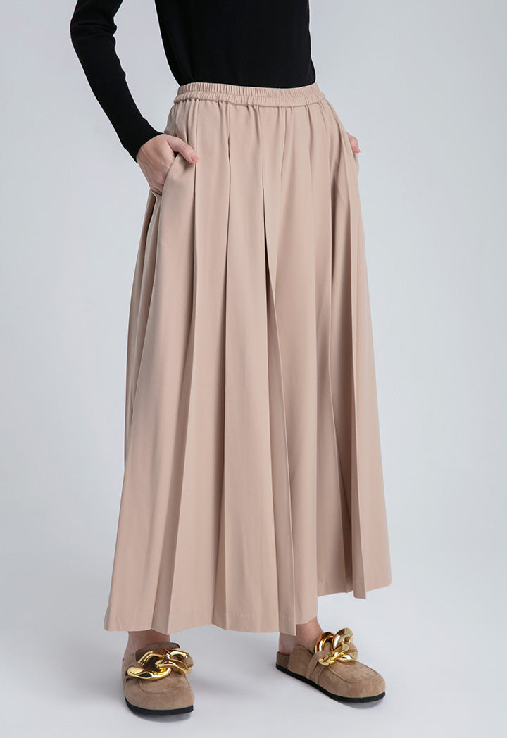 Wide Hem Fold Solid Trouser