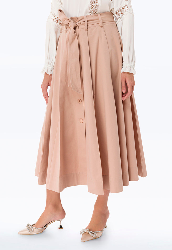 Flared Solid Maxi Skirt