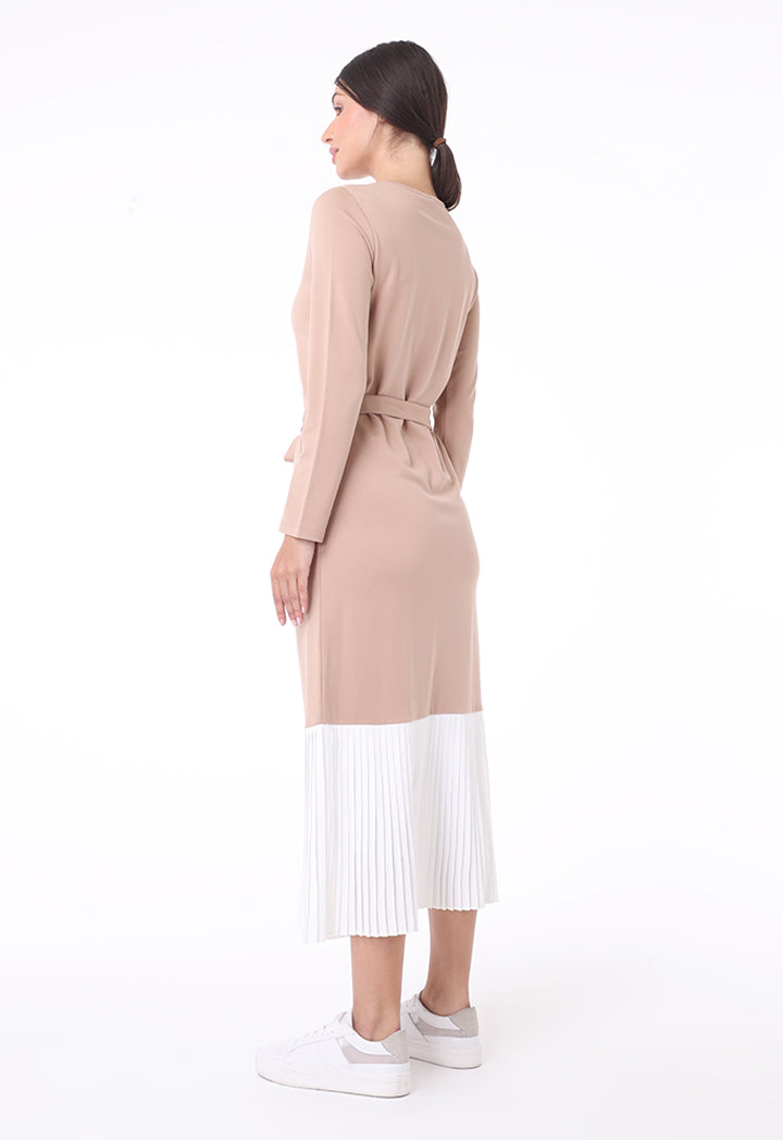 Contrast Pleated Hem Dress