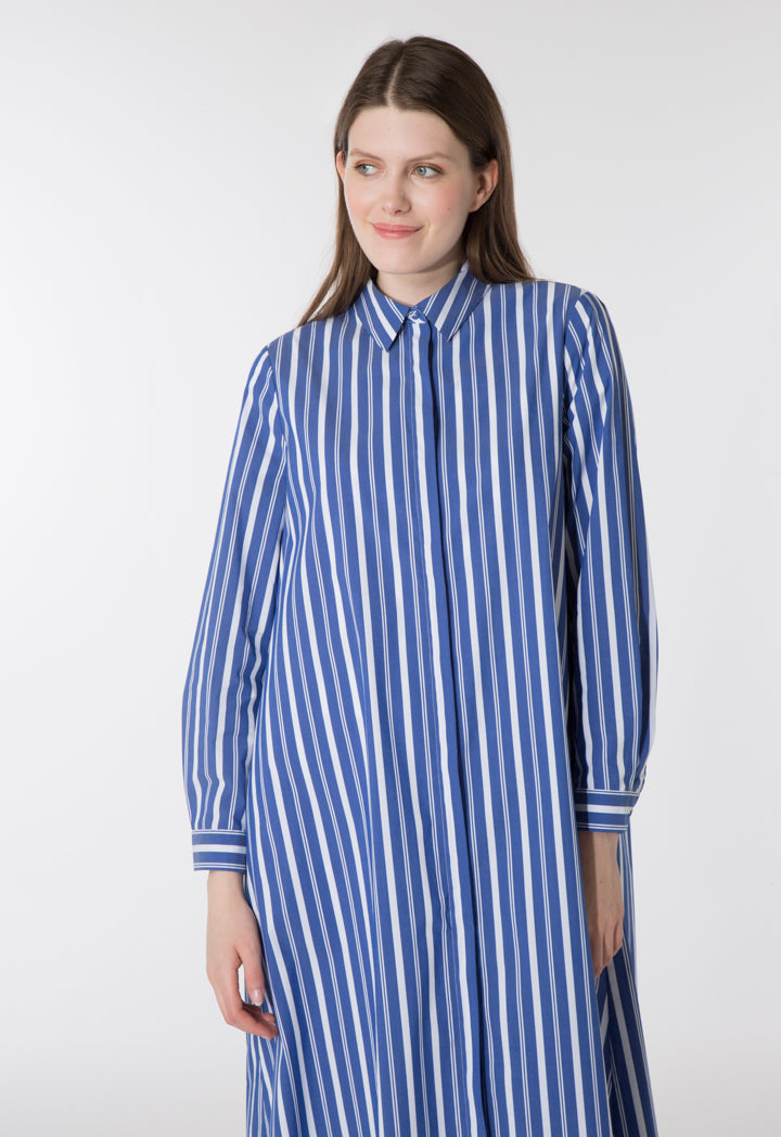 Indigo Striped Shirt Dress