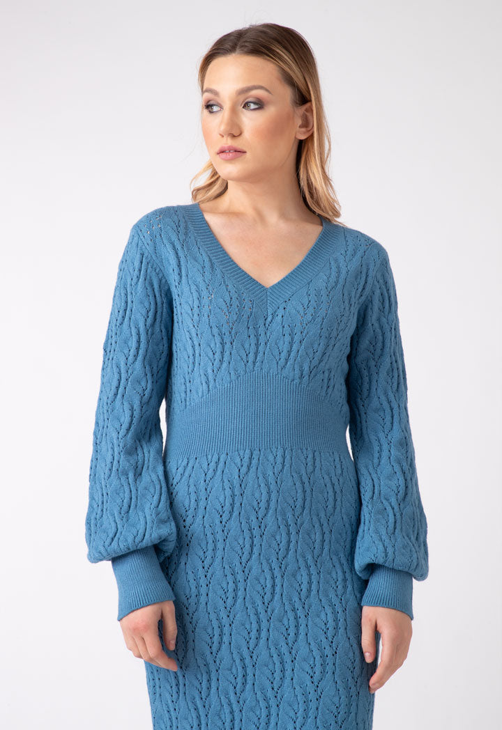 Cable Knit Long Solid Dress