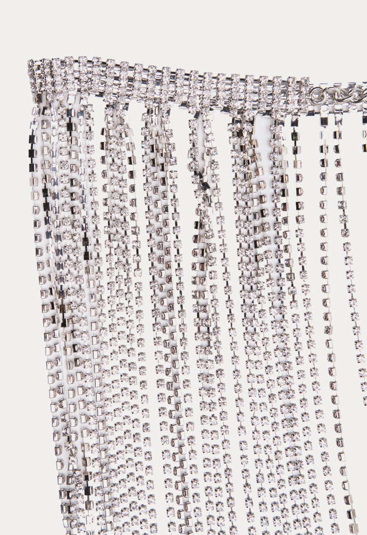 Rhinestone Tassel Waist Belt