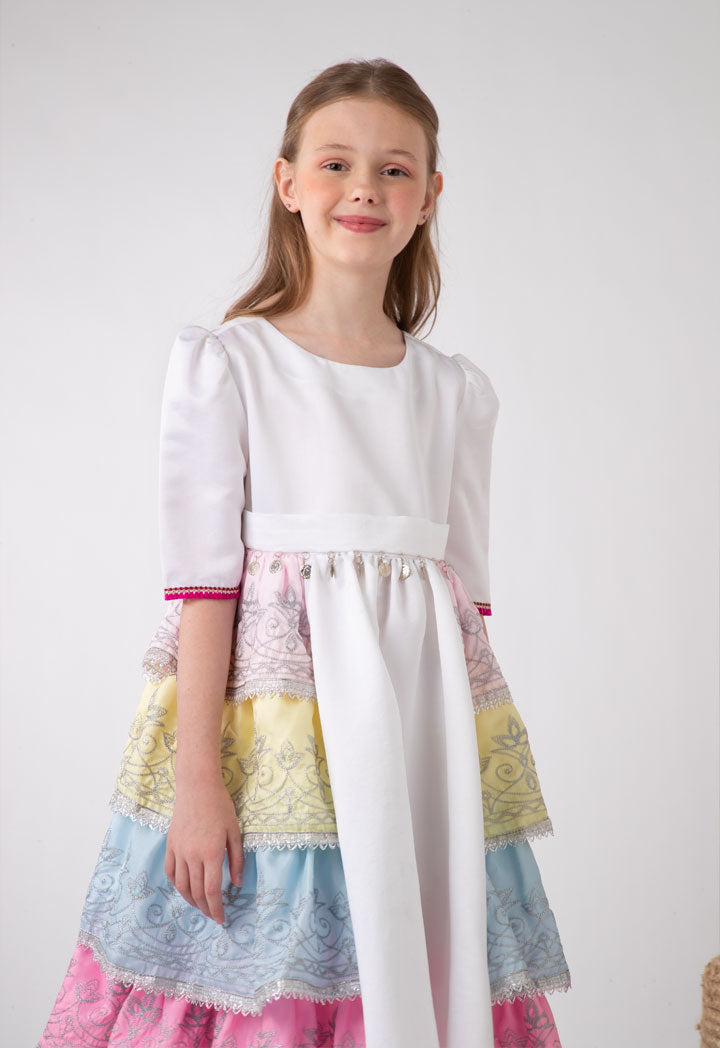 Jacquard Lurex Side Tiered Dress