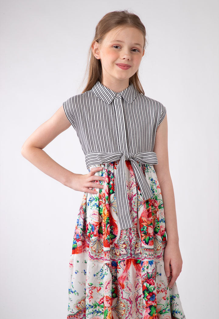 Stripe With Floral Print Dress