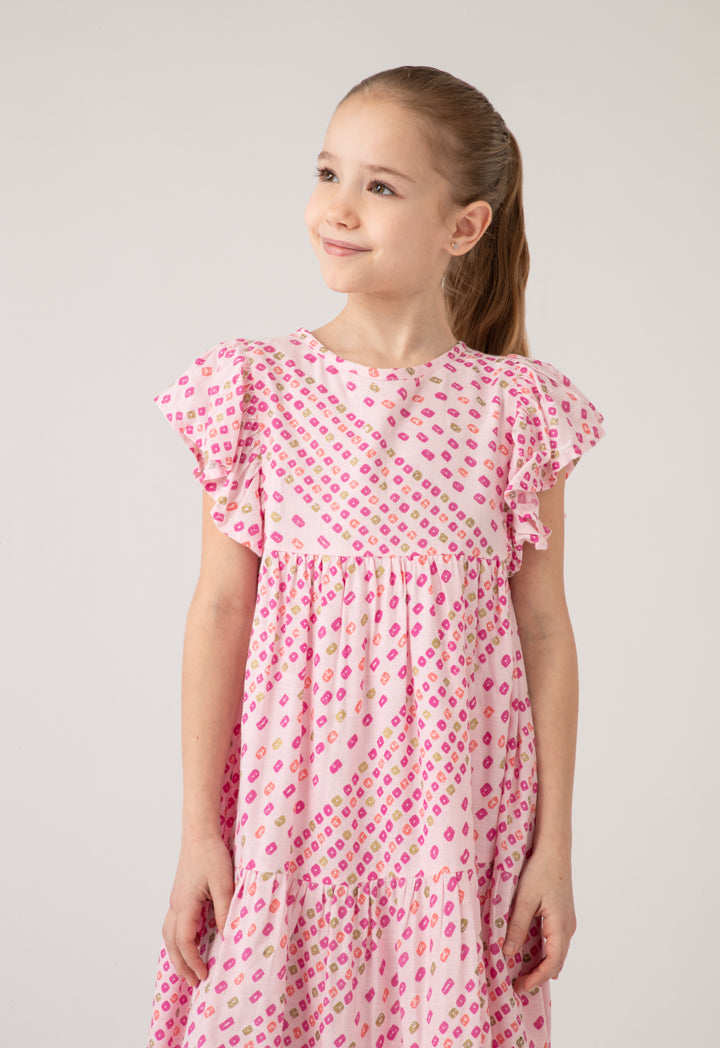Print All Over Ruffle Sleeve Dress