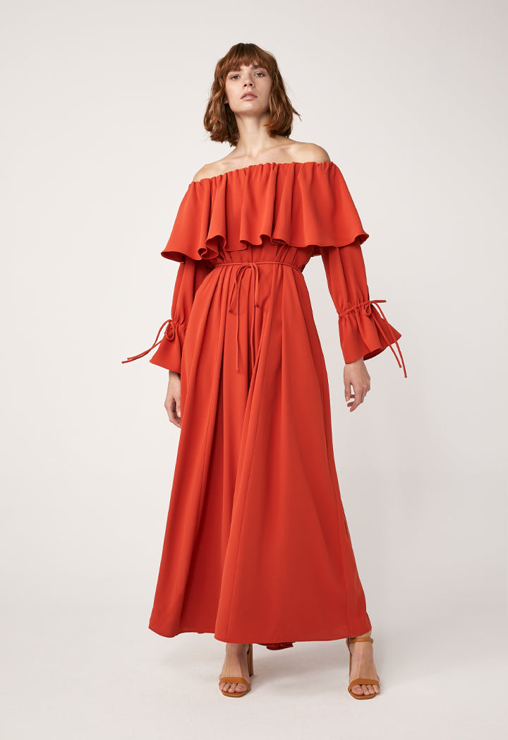 Unicolored Off Shoulder Dress