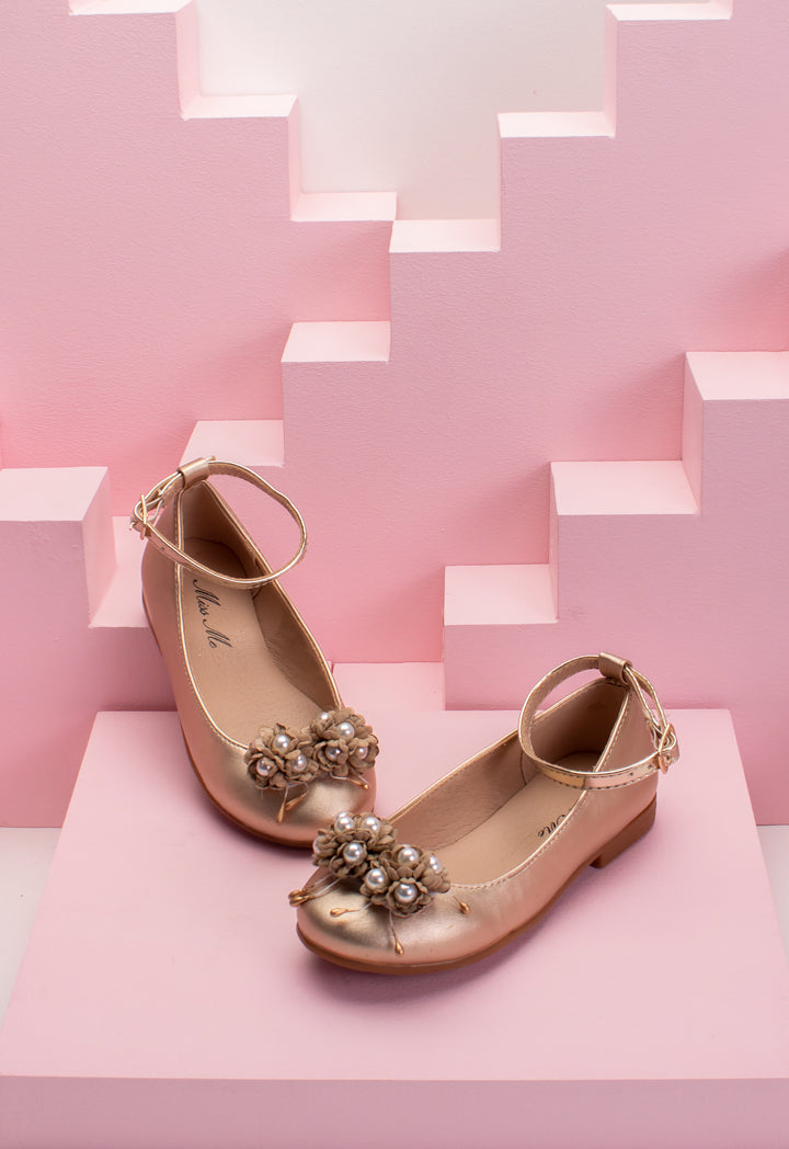 Pearl And Floral Flat Shoes