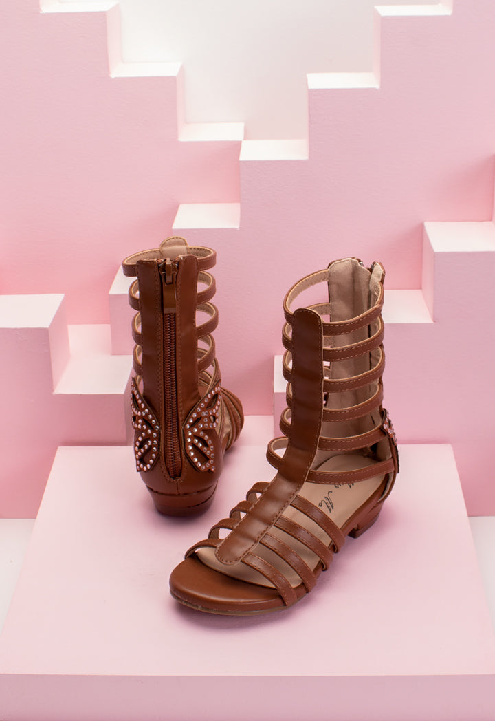 Butterfly Accent Multi Strap Gladiator Sandals