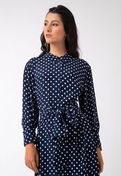 Polka Print Shirt Dress