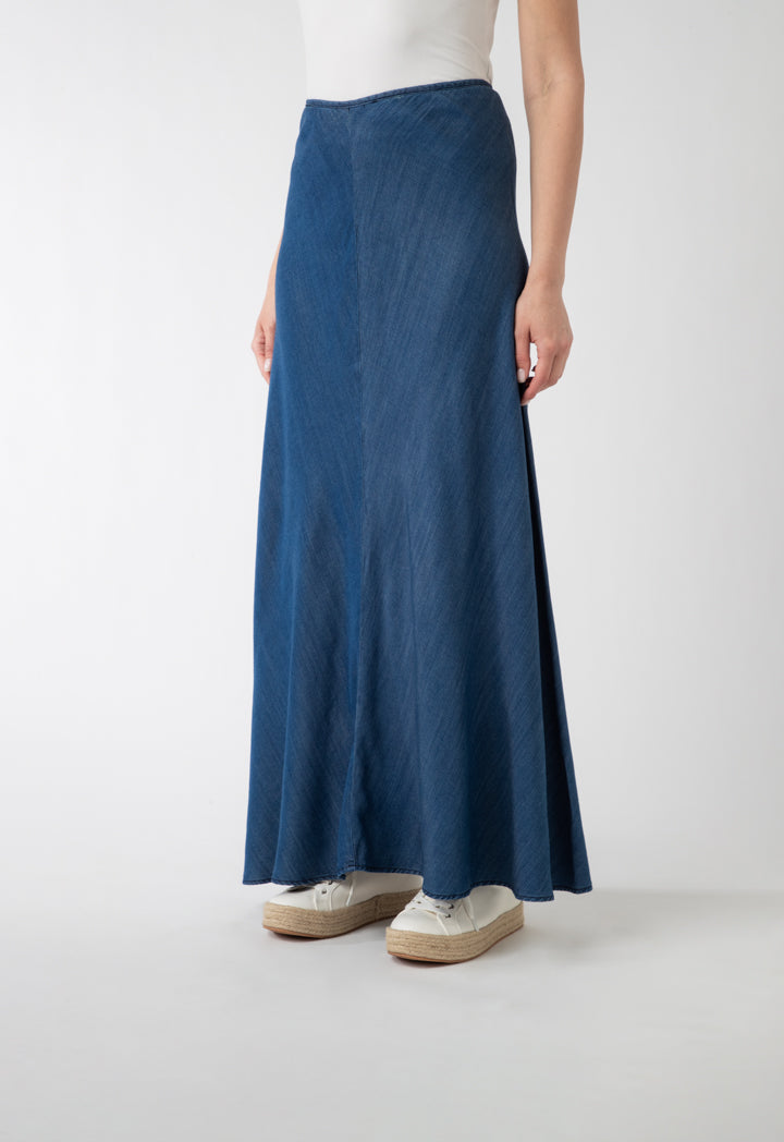 Circular Long Denim Skirt